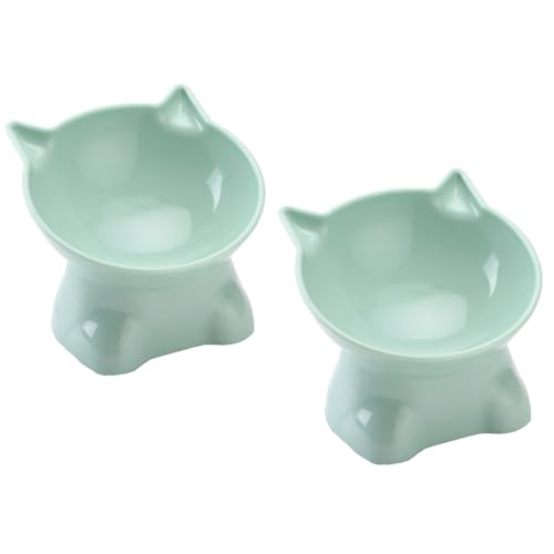 2 X Kippsicherer Futternapf for Hunde Und Katzen, Erhöhter Katzennapf, Erhöht Mit Ständer, Erhöhte Katzenfutternäpfe, for Hauskatzen Und Kleine Hunde(Green) von FRYSKYO