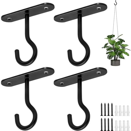 4 Stück Deckenhaken for Aufhängen Von Pflanzen, Schwarze Pflanzenhänger Zur Wandmontage for Pflanzgefäße, Blumenkörbe, Windspiele, Vogelfutterspender, Eisenaufhänger, Robust, Mit Schrauben(2.5 inch) 4 Stück Deckenhaken for Aufhängen Von Pflanzen, Schwarze Pflanzenhänger Zur Wandmontage for Pflanzgefäße, Blumenkörbe, Windspiele, Vogelfutterspender, Eisenaufhänger, Robust, Mit Schrauben(2.5 inch) von FRYSKYO