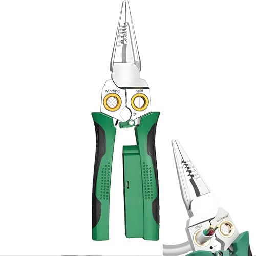 8-in-1-Abisolierzange Mit Spannungsprüfer, Abisolierzange, for Schneiden Und Ziehen Von Zangen, Elektrischen Zangen, Reparaturwerkzeug for Elektriker(Green) von FRYSKYO