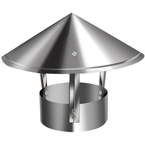 Edelstahl-Schornsteinkappe, Regenschutz, Schornsteinkappe Mit Kegelförmiger Oberseite for Außenabzugsrohr, Außenkaminabzug, Holzöfen, Silber, Einfache Installation(90mm) von FRYSKYO