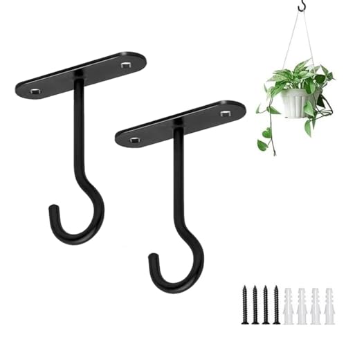 FRYSKYO 2 Stück Aufhängehaken Für Innen- Und Außendekoration Mit Schraube, An Der Wand Montierte Pflanzenaufhänger for Pflanzgefäße, Laternen, Vogelhäuschen, Windspiele(Black,4inch) von FRYSKYO