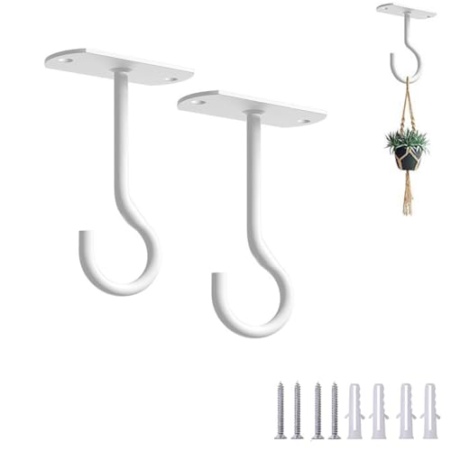 FRYSKYO 2 Stück Aufhängehaken Für Innen- Und Außendekoration Mit Schraube, An Der Wand Montierte Pflanzenaufhänger for Pflanzgefäße, Laternen, Vogelhäuschen, Windspiele(White,4inch) von FRYSKYO