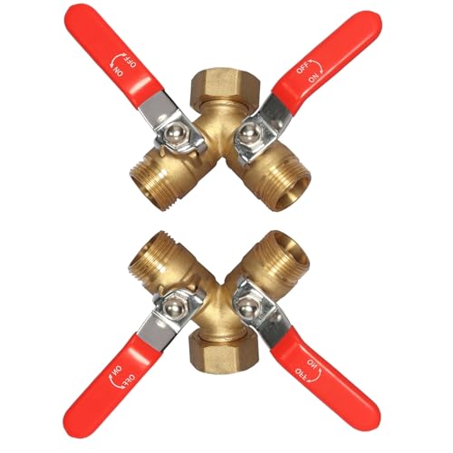 FRYSKYO 2 Stück GHT 3/4 Vollstrom-Gartenschlauchverteiler, Tragbarer, Robuster Wasserhahnumsteller Aus Messing, Y-Ventil-Schlauchverteiler Mit Abschaltung FRYSKYO 2 Stück GHT 3/4 Vollstrom-Gartenschlauchverteiler, Tragbarer, Robuster Wasserhahnumsteller Aus Messing, Y-Ventil-Schlauchverteiler Mit Abschaltung von FRYSKYO