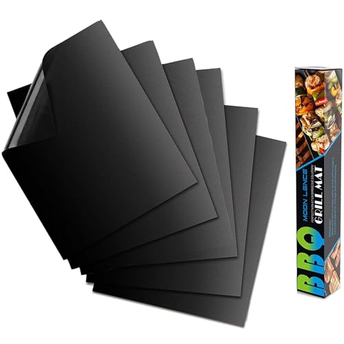 FRYSKYO Grillmatte, 6er-Set, BBQ-Grillmatte, Antihaftbeschichtete Grill-Backmatte, Teflon-Kochmatten, Wiederverwendbar Und Leicht Zu Reinigen for Elektrische Holzkohle-/Gasgrills(40 * 30cm) von FRYSKYO