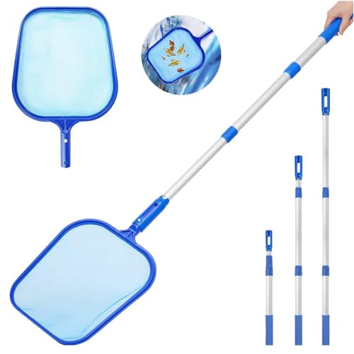 FRYSKYO Schwimmbad-Skimmernetz, Teich-Skimmernetz Mit 3 Teleskopstangen for Reinigen Von Feinmaschigem Laubskimmer for Whirlpool-Netz, Spa, Gartenteich, Laub von FRYSKYO