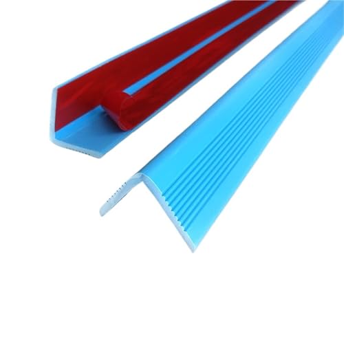 Rutschfeste Treppenkanten aus Vinyl, selbstklebende rutschfeste Treppenstufen, Schutz for Innen- und Außentreppen, einfach zu installieren, wasserdicht(Blue 1,3.5x3.5cm-3pack/118in) von FRZXBKW