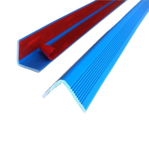 Rutschfeste Treppenkanten aus Vinyl, selbstklebende rutschfeste Treppenstufen, Schutz for Innen- und Außentreppen, einfach zu installieren, wasserdicht(Blue 2,3.5x3.5cm-3pack/118in) von FRZXBKW
