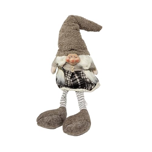 FS Design Wichtel 50 cm – Rustikale Weihnachtsdeko aus Textil – Winterliche Dekofigur im skandinavischen Stil/Weihnachtsgnom/Kantenhocker (Frau) von FS Design