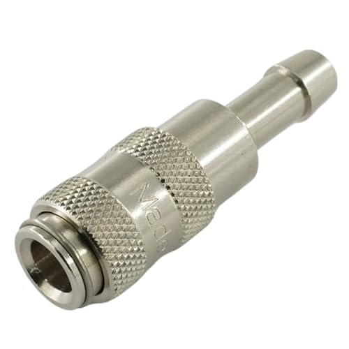 Druckluftkupplung NW 2,7 mit Schlauchtülle Micro-Kupplung Messing/vernickelt Edelstahl (Messing vernickelt - 3 mm) von fittingstore