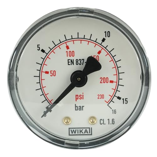 Fittingstore - 50mm Waagerecht Manometer G 1/4" Außengewinde Anzeigebereich 0-16 bar von fittingstore