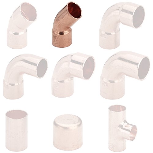 Fittingstore - Kupfer Lötffinge Bogen Winkel Muffe Kappe T-Stück verschiedene Größen (Bogen 45° i/a - 15 mm) von fittingstore