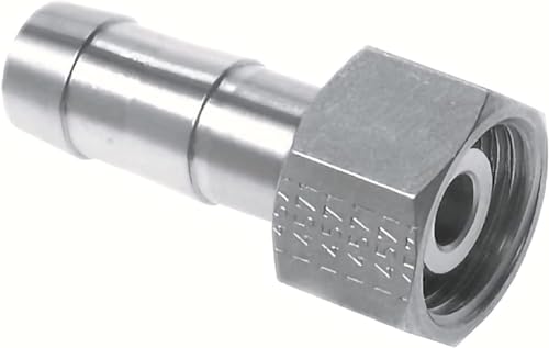Fittingstore - Schlauchtüllen mit Überwurfmutter& Linksgewinde druckbeständig bis zu PN 40 bar (Sechskant- Bund) (Werkstoff: Edelstahl 1.4571, G 1/4" LINKS - 9 mm) von FS FITTINGSTORE