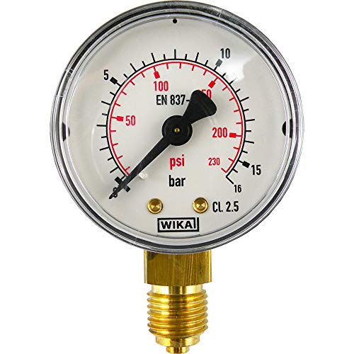 Fittingstore - Senkrecht Manometer Ø50 mm - Klasse 2.5 - Druckluftmanometer (Anzeige: 0-1 bar) von FS FITTINGSTORE