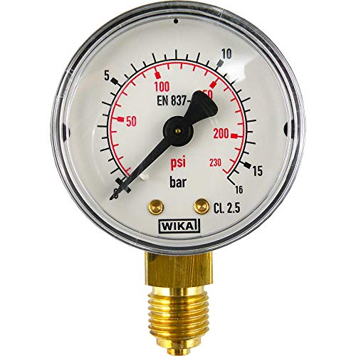 Fittingstore - Senkrecht Manometer Ø50 mm - Klasse 2.5 - Druckluftmanometer (Anzeige: 0-16 bar) von fittingstore