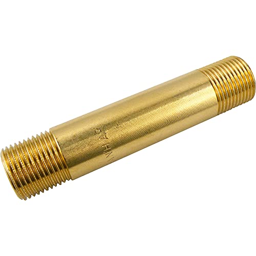 Gewindeverlängerung Doppelnippel Rohrnippel ähnlich EN 10241 / DIN 2982, Messing-/vernickelt Edelstahl (MS - G 3/4" - 80 mm) von FS FITTINGSTORE