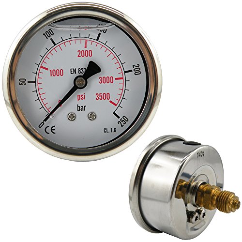Glycerinmanometer waagerecht Ø 63 mm Chromnickelstahl/Messing, für Druck und Vakuum (Anzeigebereich: 0-100 bar, Ausführung: für Druck) von FS FITTINGSTORE