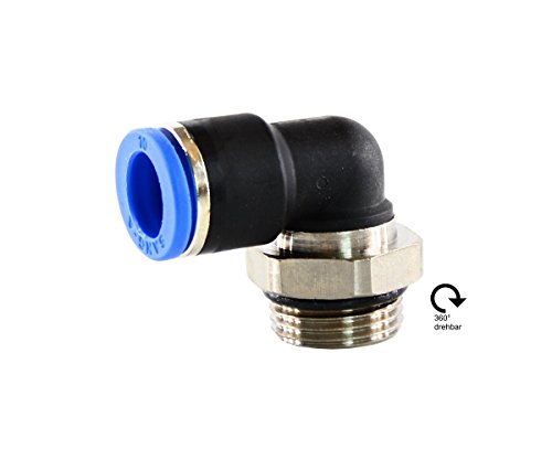 L-Steckverschraubung mit Außengewinde Winkel Steckverbinder, Pneumatik Druckluft (6 mm, M5) von fittingstore