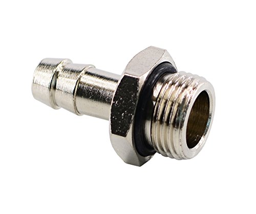 Schlauchtülle mit Außengewinde und NBR-Dichtungsring Messing vernickelt (G 1/4" - 6 mm) von fittingstore