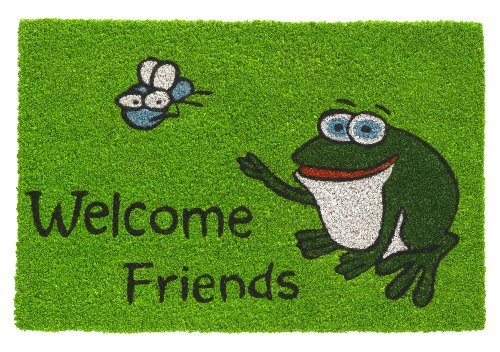 F & S Fußmatte aus 100% natürlicher Kokosfasern, Welcome Frog (Willkommen Frosch), 40 x 60 cm von FS