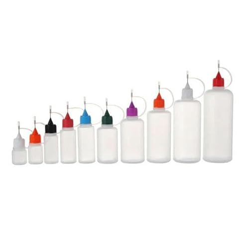 FSAMORPLE 10 Stück 3–120 ml Leere Applikatorflasche, quetschbare Nadelkappe, Tropfflaschen, Behälter – 10 Stück x 10 ml – gemischte Farben von FSAMORPLE