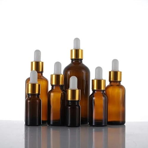FSAMORPLE 5–100 ml Leere Tropfflaschen aus klarem Glas mit goldschwarzer Verschlusskappe – 15 ml – braun-goldene Verschlusskappe – Glas von FSAMORPLE