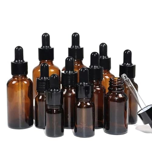 FSAMORPLE 5–100 ml Leere Tropfflaschen aus klarem Glas mit goldschwarzer Verschlusskappe – 20 ml – braun-Schwarze Verschlusskappe – Glas von FSAMORPLE