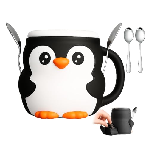 FSAZSVBT Niedlicher Pinguin-Eiscreme-Pint-Halter, wiederverwendbarer Pinguin-Eis am Stiel-Halter mit versteckter Snack-Schublade und zwei Kugeln, 3D-gedruckter Eiscreme-Behälter für Eis am Stiel von FSAZSVBT