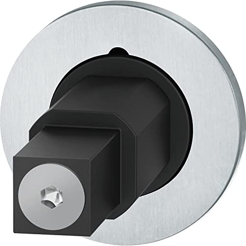 FSB 0 15 1720 08501 6204 Steckgriffrosette Mini, Türrosette rund, Adapter mit Rosette für Türdrücker, Türstärke 39-48mm Edelstahl schwarz matt, Silber von FSB