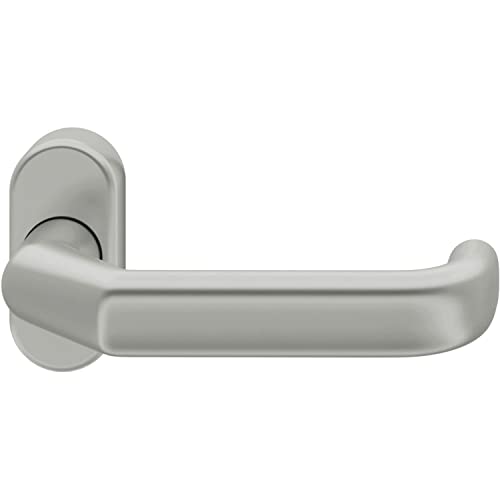 FSB Türgriff U-Form 060662 - Türdrücker gerichtet für 8mm Vierkant auf Rosette oval - Türklinke, Aluminium silber eloxiert von FSB