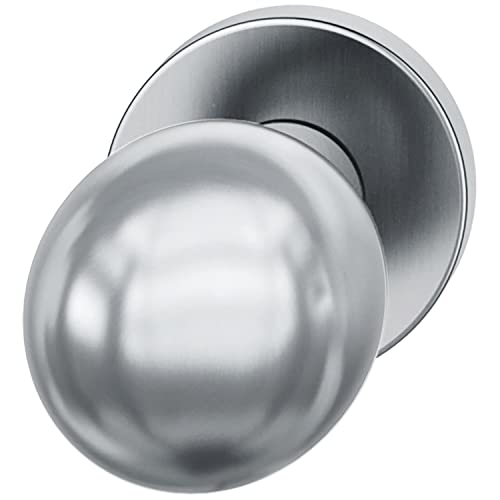 FSB 0 23 0802 03400 6204 Türknauf ASL/AGL feststehender Feuerschutzbschlag nach ÖNORM, Türknopf auf Rosette rund, Edelstahl matt 23080203400, Silber von FSB