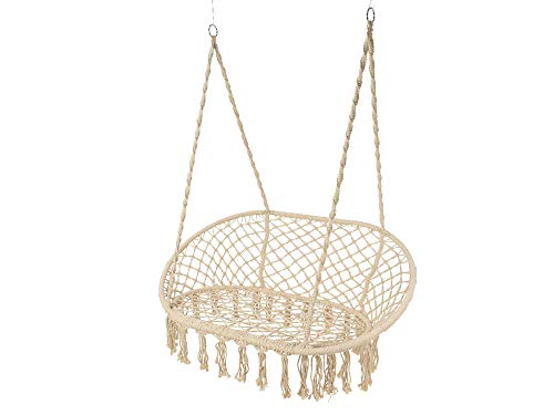 DLM Design Duo Hanging Garden Chair with Fringes Beige von FSC