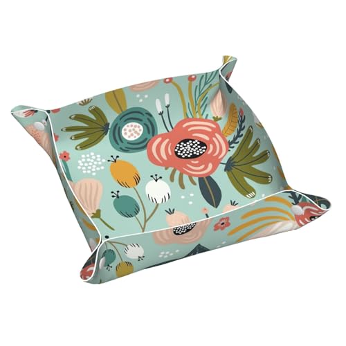 Blumen Leder Ablagetablett Desktop Organizer Caddy Box Dekorative Herren Accessoires von FSCEV