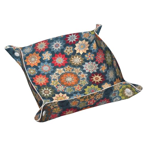 Böhmische Blume Leder Ablagetablett Desktop Organizer Caddy Box Dekorative Herren Accessoires von FSCEV