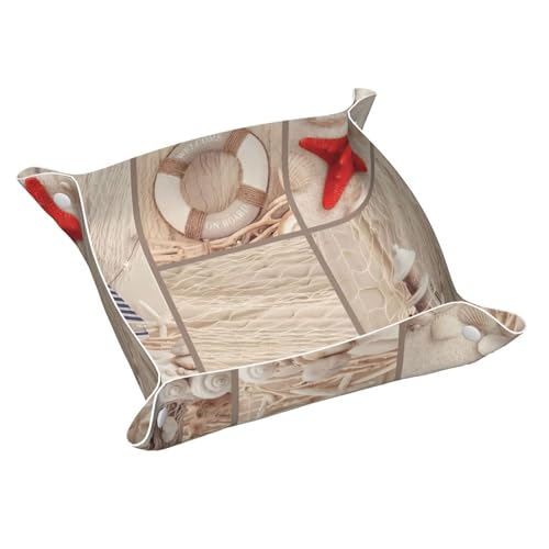 Boot Strand Seestern Muschel Leder Ablagetablett Desktop Organizer Caddy Box Dekorative Herren Accessoires von FSCEV