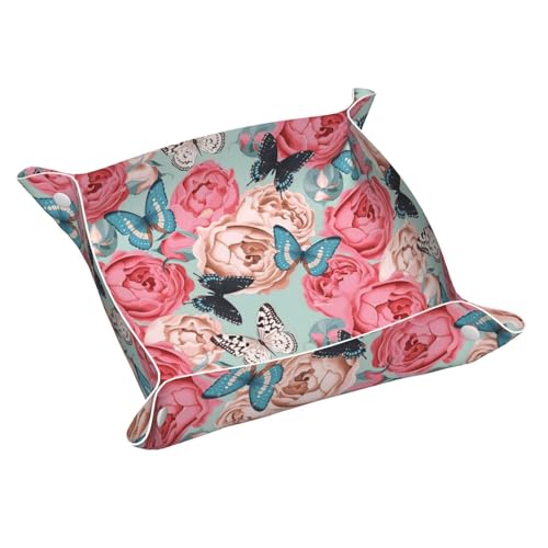 Bunte Blumen Leder Ablagetablett Desktop Organizer Caddy Box Dekorative Herren Accessoires von FSCEV
