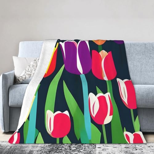 Bunte Tulpen, ultraweiche Micro-Fleece-Decke, Klimaanlage, Decke, warme Decke Bunte Tulpen, ultraweiche Micro-Fleece-Decke, Klimaanlage, Decke, warme Decke von FSCEV