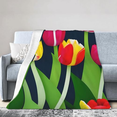 Bunte Tulpenmuster, ultraweiche Micro-Fleece-Decke, Klimaanlage, Decke, warme Decke Bunte Tulpenmuster, ultraweiche Micro-Fleece-Decke, Klimaanlage, Decke, warme Decke von FSCEV