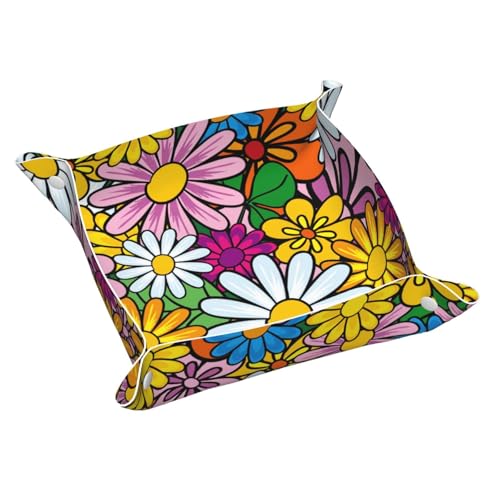 Cartoon Cute Flowers Leather Storage Tray Desktop Organizer Caddy Box Decorative Men'S Accessories von FSCEV