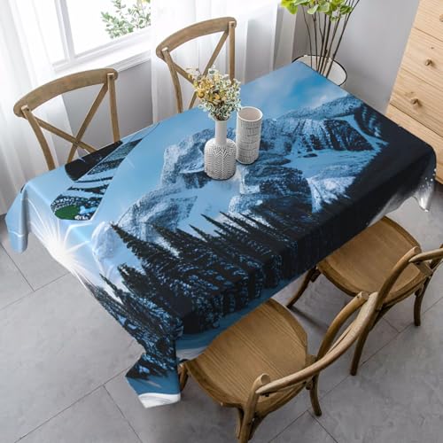 FSCEV Snowboard-Tischdecke, rechteckig, für Küche, Esszimmer, Innen- und Außenbereich von FSCEV