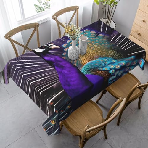 FSCEV Tischdecke, Pfau, rechteckig, für Küche, Esszimmer, Innen- und Außenbereich, Violett FSCEV Tischdecke, Pfau, rechteckig, für Küche, Esszimmer, Innen- und Außenbereich, Violett von FSCEV