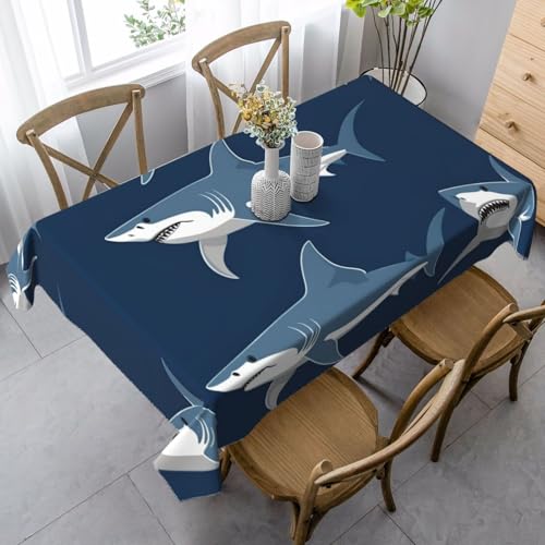 FSCEV Tischdecke, rechteckig, Motiv: Cartoon-Hai, für Küche, Esszimmer, Innen- und Außenbereich, Blau FSCEV Tischdecke, rechteckig, Motiv: Cartoon-Hai, für Küche, Esszimmer, Innen- und Außenbereich, Blau von FSCEV