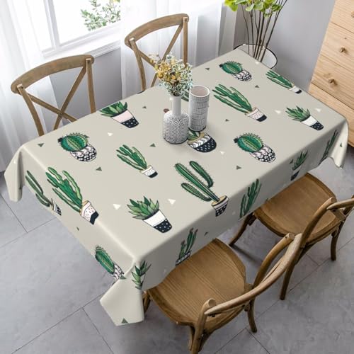 FSCEV Tischdecke, rechteckig, Motiv: grüner Kaktus, für Küche, Esszimmer, Innen- und Außenbereich von FSCEV