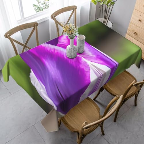 FSCEV Tischdecke, rechteckig, Motiv: violette Tulpen, für Küche, Esszimmer, Innen- und Außenbereich von FSCEV