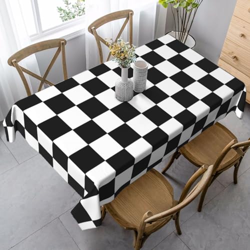 FSCEV Tischdecke, rechteckig, für Küche, Esszimmer, Innen- und Außenbereich, Schwarz und Weiß von FSCEV