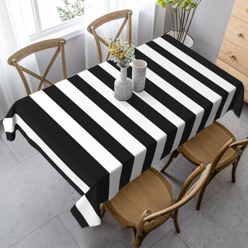FSCEV Tischdecke, rechteckig, gestreift, für Küche, Esszimmer, Innen- und Außenbereich, Schwarz / Weiß FSCEV Tischdecke, rechteckig, gestreift, für Küche, Esszimmer, Innen- und Außenbereich, Schwarz / Weiß von FSCEV