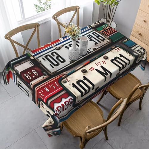 FSCEV Tischdecke für alte Nummernschilder, rechteckig, für Küche, Esszimmer, Innen- und Außenbereich FSCEV Tischdecke für alte Nummernschilder, rechteckig, für Küche, Esszimmer, Innen- und Außenbereich von FSCEV