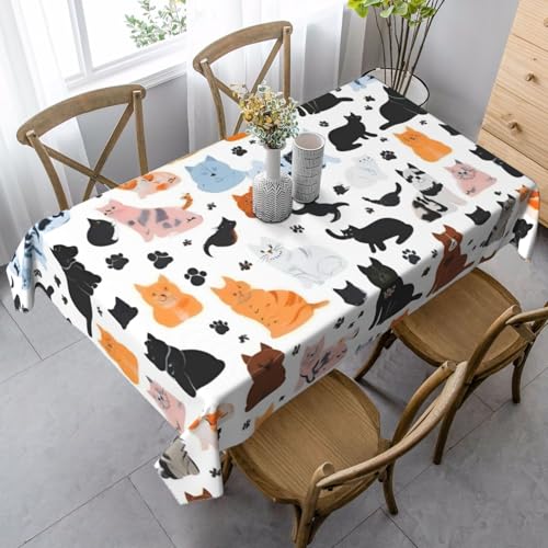 FSCEV Tischdecke mit Cartoon-Katzen- und Hundemotiv, rechteckig, für Küche, Esszimmer, Innen- und Außenbereich FSCEV Tischdecke mit Cartoon-Katzen- und Hundemotiv, rechteckig, für Küche, Esszimmer, Innen- und Außenbereich von FSCEV