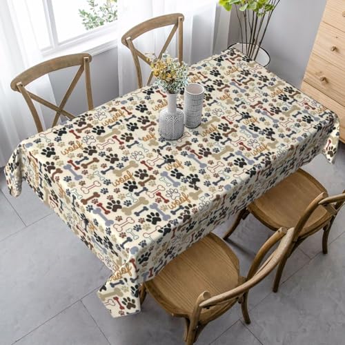 FSCEV Tischdecke mit Hundeknochen, rechteckig, für Küche, Esszimmer, Innen- und Außenbereich von FSCEV