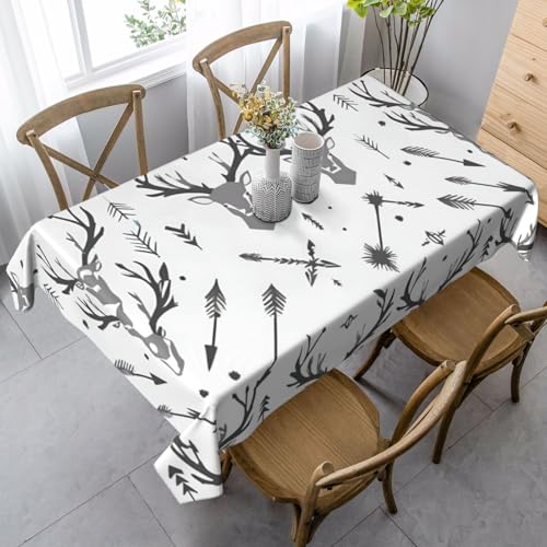 FSCEV Tischdecke mit Jagdpfeilen, Hirsch, rechteckig, für Küche, Esszimmer, Innen- und Außenbereich von FSCEV