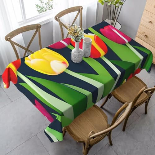 FSCEV Tischdecke mit buntem Tulpenmuster, rechteckige Abdeckung, Schutz, Küche, Esszimmer, Innen- und Außendekoration FSCEV Tischdecke mit buntem Tulpenmuster, rechteckige Abdeckung, Schutz, Küche, Esszimmer, Innen- und Außendekoration von FSCEV